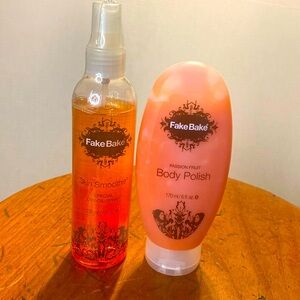 Fake bake body polish and skin smoothie dry oil set. New sealed.